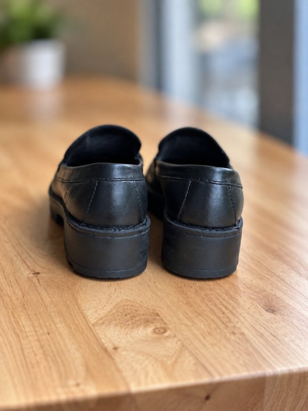 Born Black Leather Penny Loafers Chunky Sole Size 6 - Picture 6 of 16